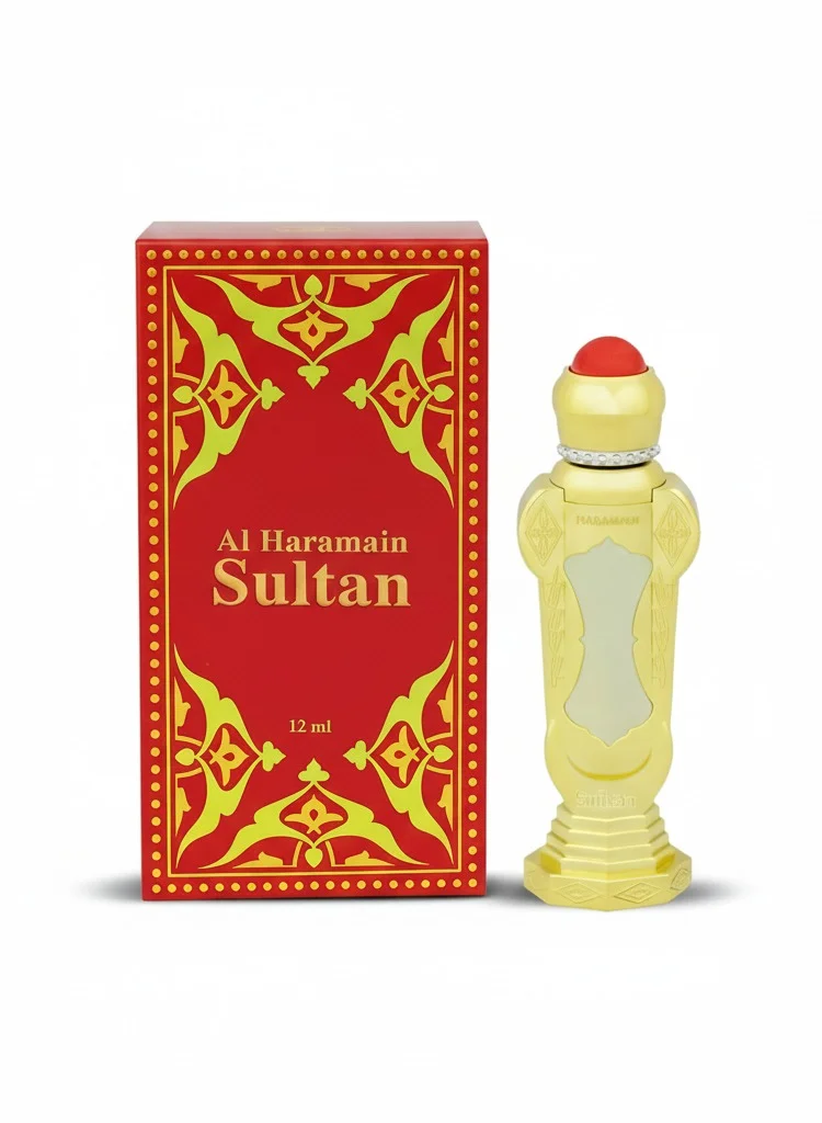 الحرمين عطر الحرمين سلطان زيت عطري 12 مل | عطر مركز خالٍ من الكحول للجنسين | رائحة تدوم طويلاً